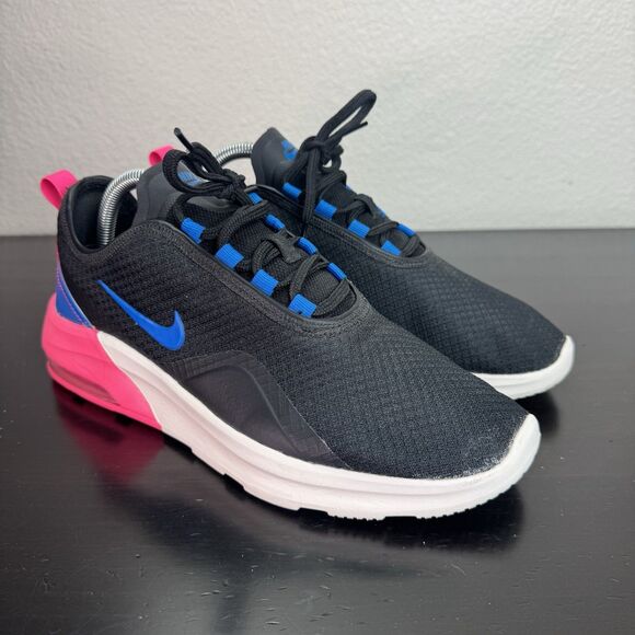 Nike Air Max Motion 2 Running Shoes Lace Up Sneakers Black Hyper Pink Blue 9 - Picture 1 of 11